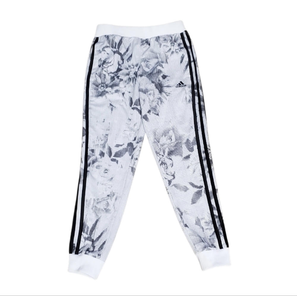 NWT Adidas Girl's Floral Athletic Jogger Track Pants S 7/8